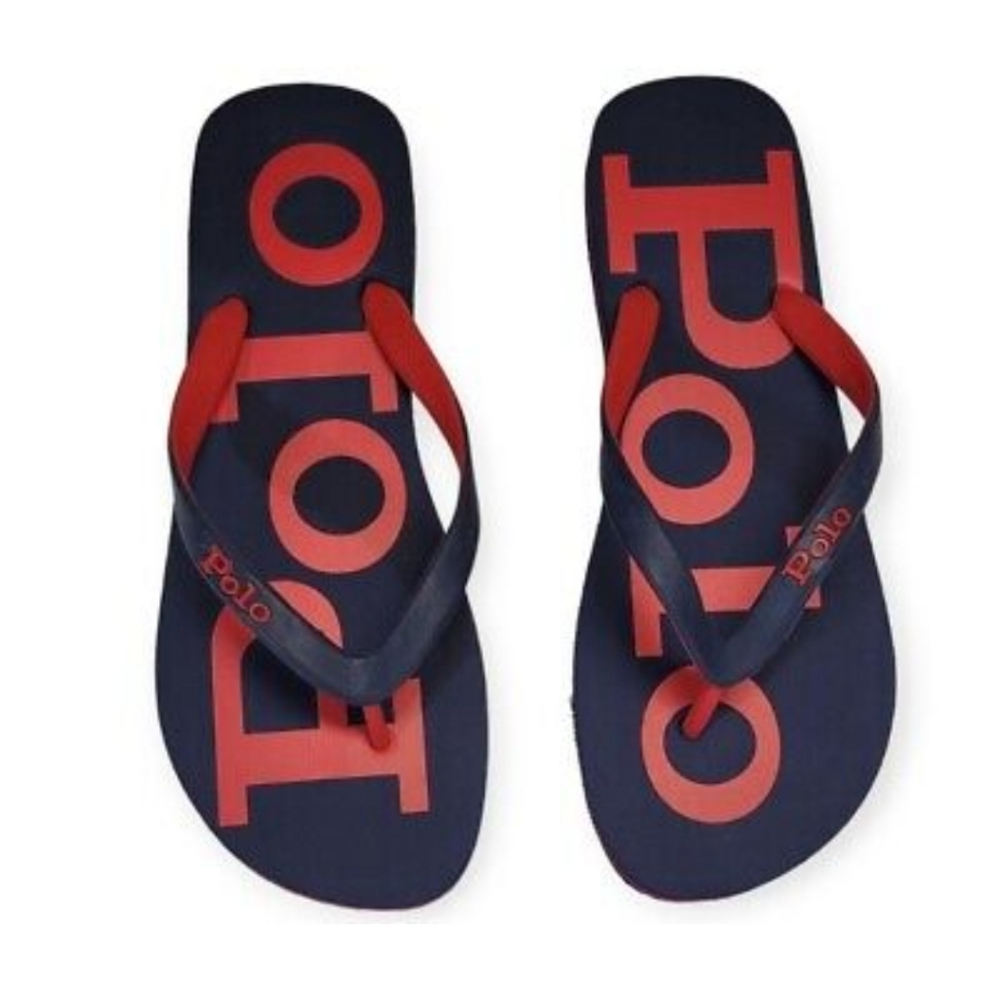 NWT Men's Ralph Lauren Polo Logo Flip-flops - Picture 2 of 8